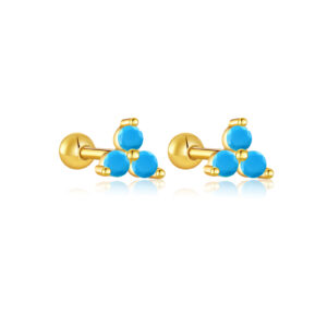925 Silver Gold Clover Multi-CZ Stud Earring Set-MME418
