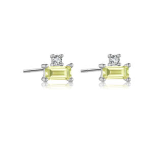 925 Silver Gold-Plated Double CZ Stud Earrings (Multiple Colors Available)-MME125