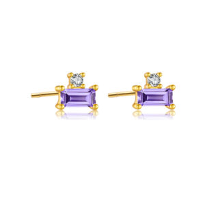 925 Silver Gold-Plated Double CZ Stud Earrings (Multiple Colors Available) -MME126