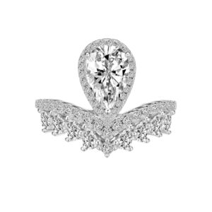 925 Silver Women Moissanite Ring Jewelry Pear 16.5mm 1.5CT Halo Setting D Color VVS1-MS009