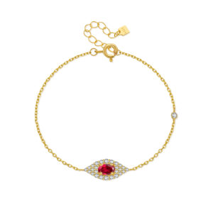 925 Silver 18K Gold Plated Multi-Color Marquise CZ Halo Bracelet, Size 15+3cm, Charm 16mm, CZ 2.5mm-MMB169