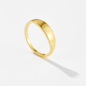 White Copper Gold Plated Minimalist Slanted Band Ring, 6mm Width-TTR014