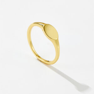 White Copper Gold Plated Minimalist Flat Top Slanted Band Ring, 5.5mm Height, Sizes 6/7/8-TTR018