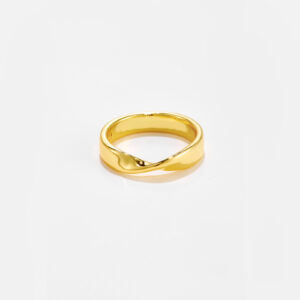 White Copper Gold Plated Mobius Ring Band, 4.5mm Band Width-TTR096