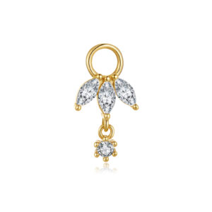925 Silver Gold Marquise & Round CZ Drop Earrings-MME1332
