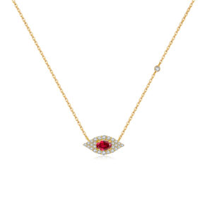 925 Silver Gold-Plated CZ Marquise Halo Station Necklace-MMN709