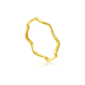 925 Silver 18K Gold-Plated Wavy Band Ring-MMR435