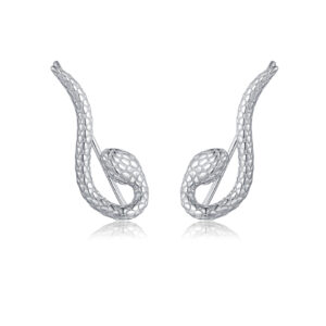 925 Sterling Silver Textured Snake Crawler Earrings-MME1310