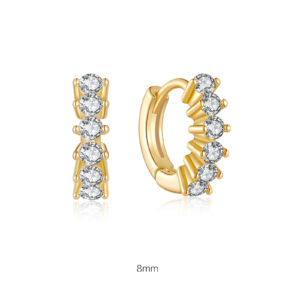 925 Sterling Silver Round Brilliant Clear CZ Huggies Earring Set-MME1281-3